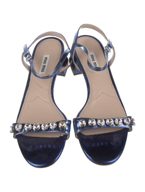 Miu Miu Patent Leather Crystal Embellishments Sandals