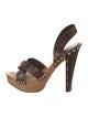 Miu Miu Embossed Leather Studded Accents Slingback Sandals