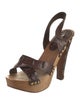 Miu Miu Embossed Leather Studded Accents Slingback Sandals