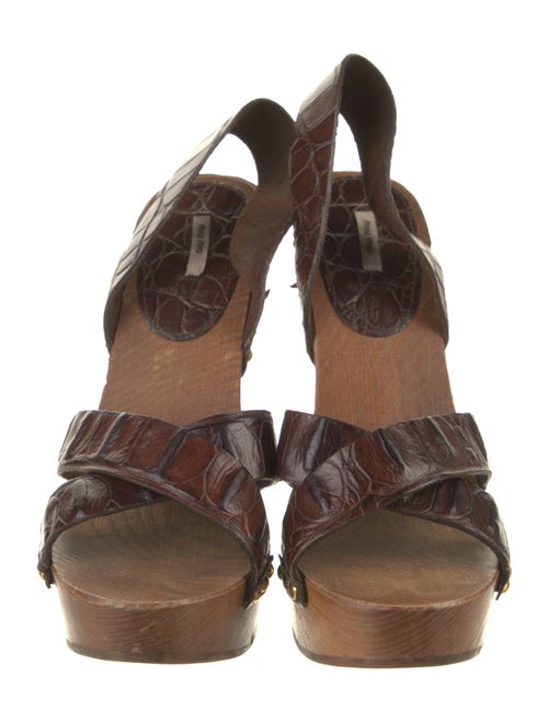 Miu Miu Embossed Leather Studded Accents Slingback Sandals