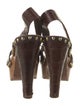 Miu Miu Embossed Leather Studded Accents Slingback Sandals