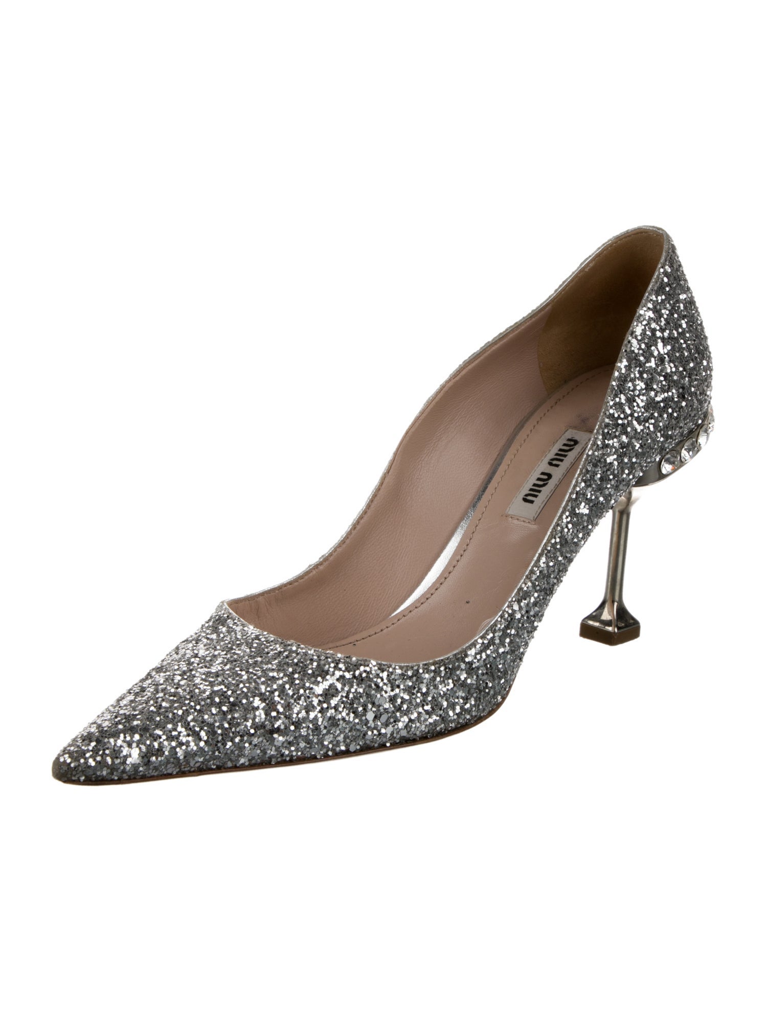 Miu Miu Glitter Crystal Embellishments Pumps