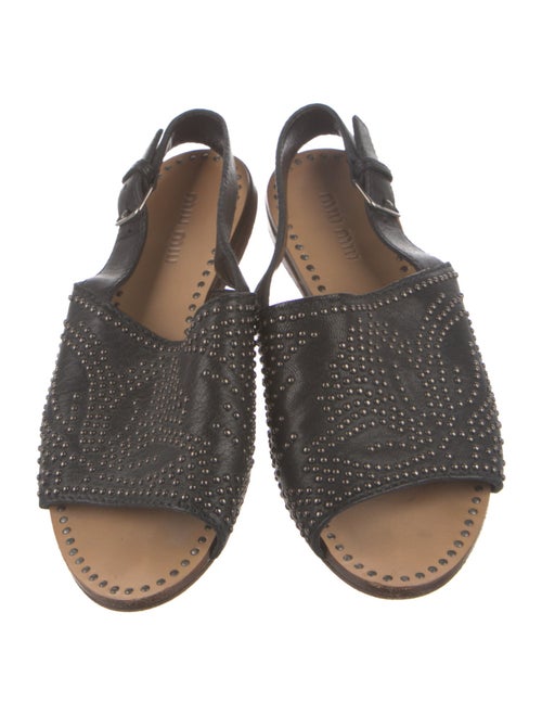 Miu Miu Leather Studded Accents Slingback Sandals