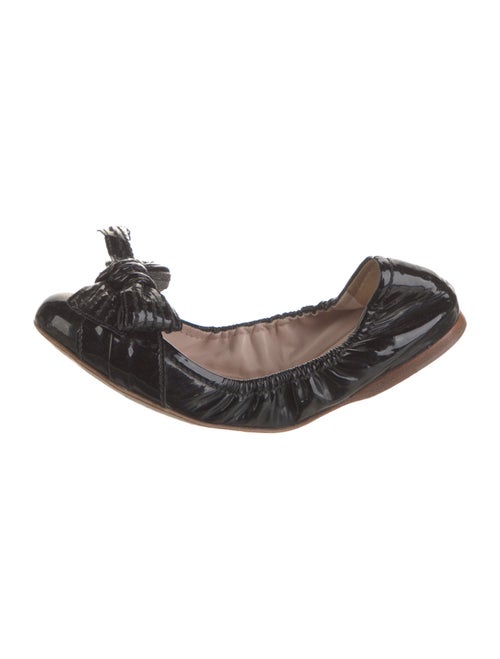 Miu Miu Patent Leather Bow Accents Ballet Flats