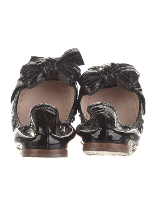 Miu Miu Patent Leather Bow Accents Ballet Flats