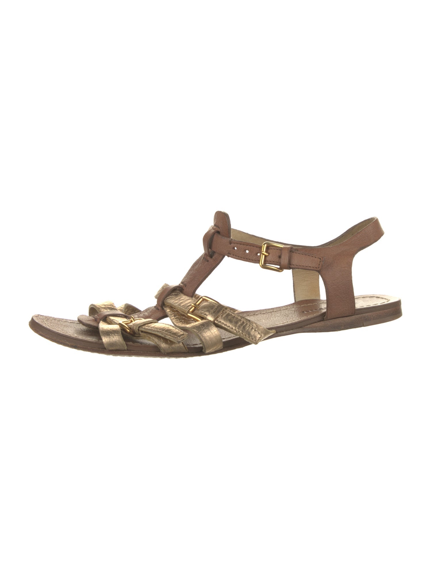 Miu Miu Vintage Leather T-Strap Sandals