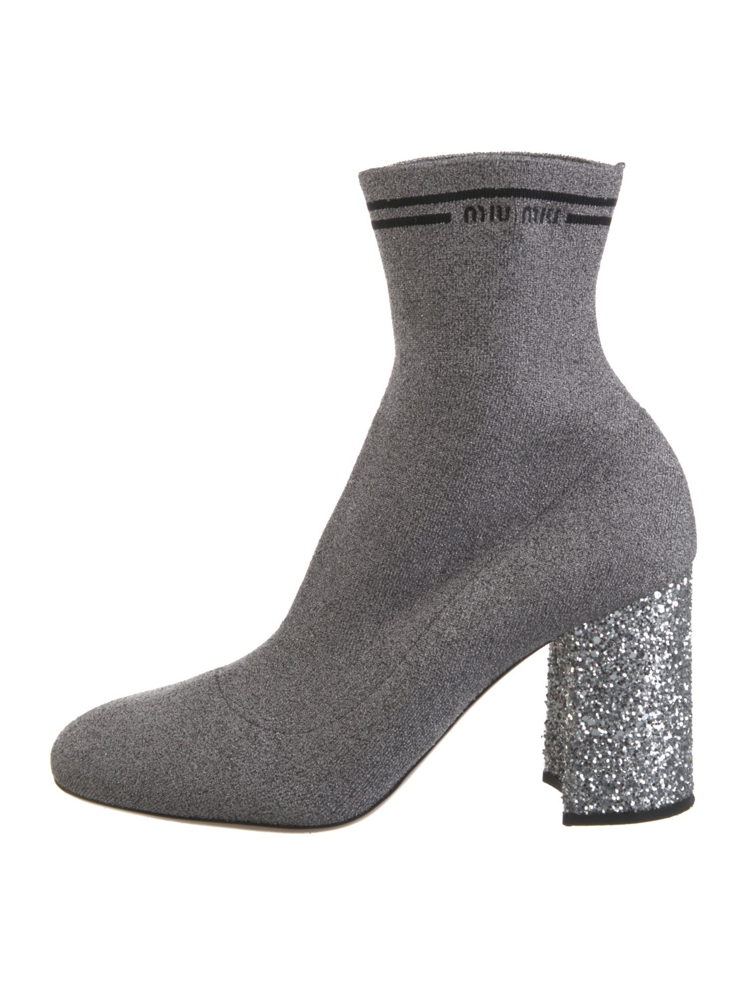 Miu Miu Glitter Accents Sock Boots