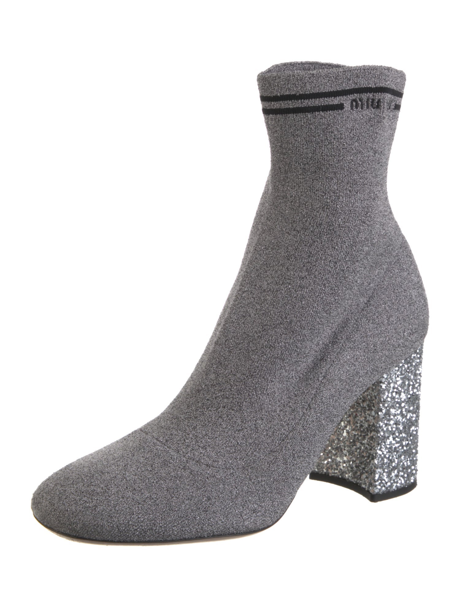 Miu Miu Glitter Accents Sock Boots