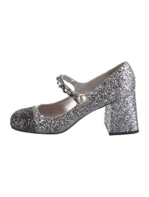 Miu Miu Glitter Chain-Link Accents Pumps