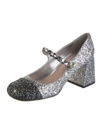 Miu Miu Glitter Chain-Link Accents Pumps