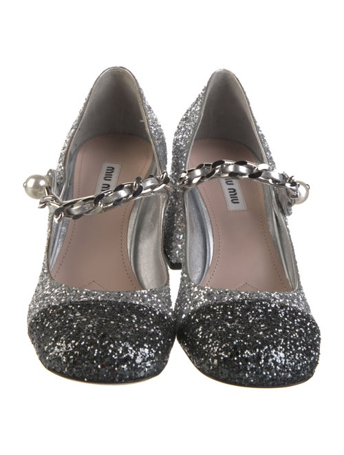 Miu Miu Glitter Chain-Link Accents Pumps