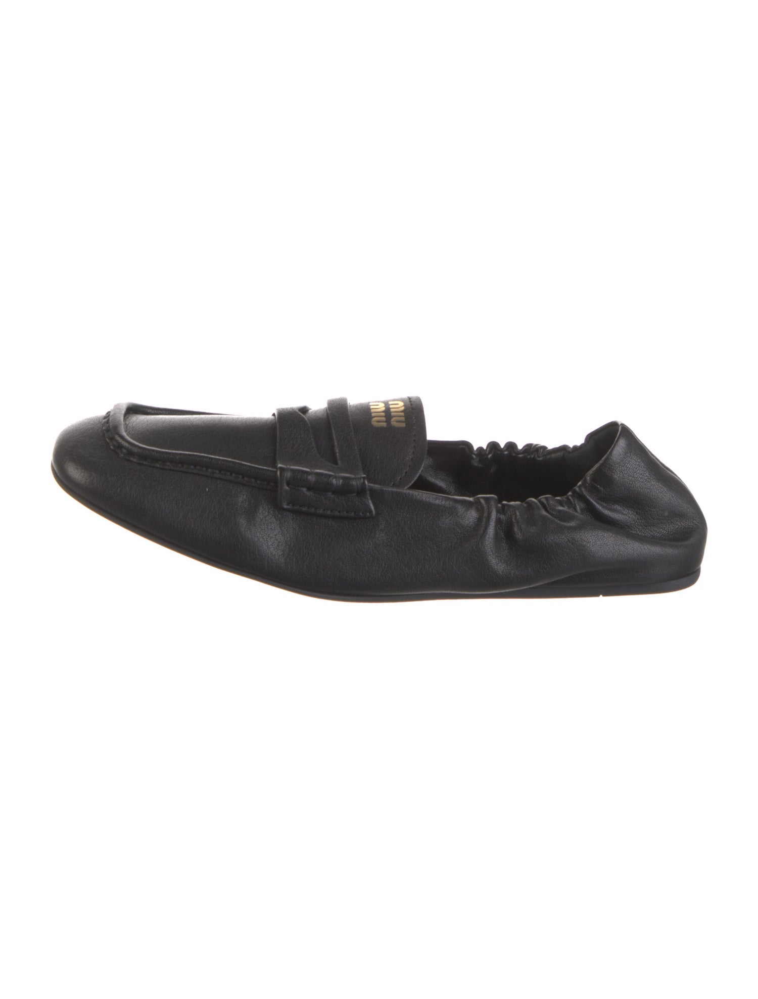 Miu Miu Leather Bow Accents Ballet Flats