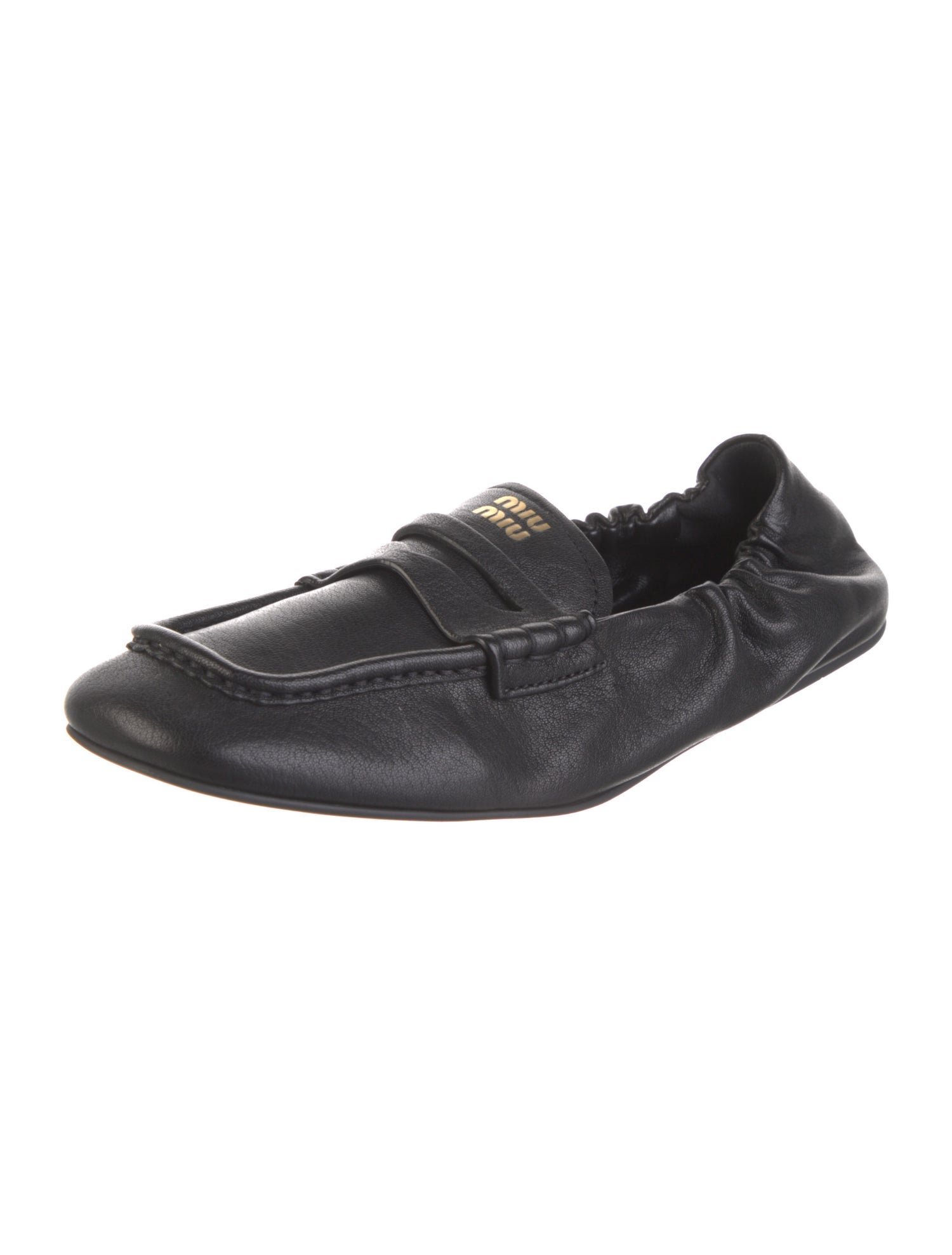Miu Miu Leather Bow Accents Ballet Flats