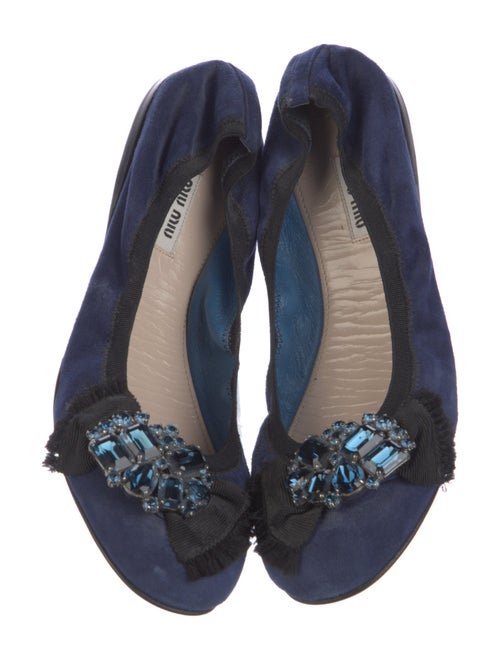 Miu Miu Suede Crystal Embellishments Ballet Flats