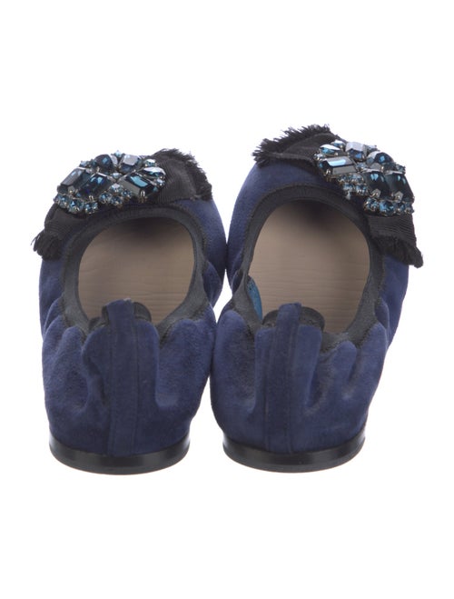 Miu Miu Suede Crystal Embellishments Ballet Flats