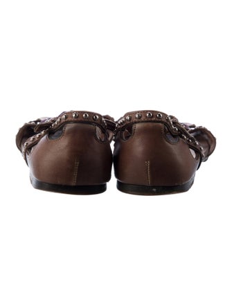 Miu Miu Leather Studded Accents Gladiator Sandals