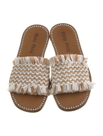 Miu Miu Straw Crystal Embellishments Slides
