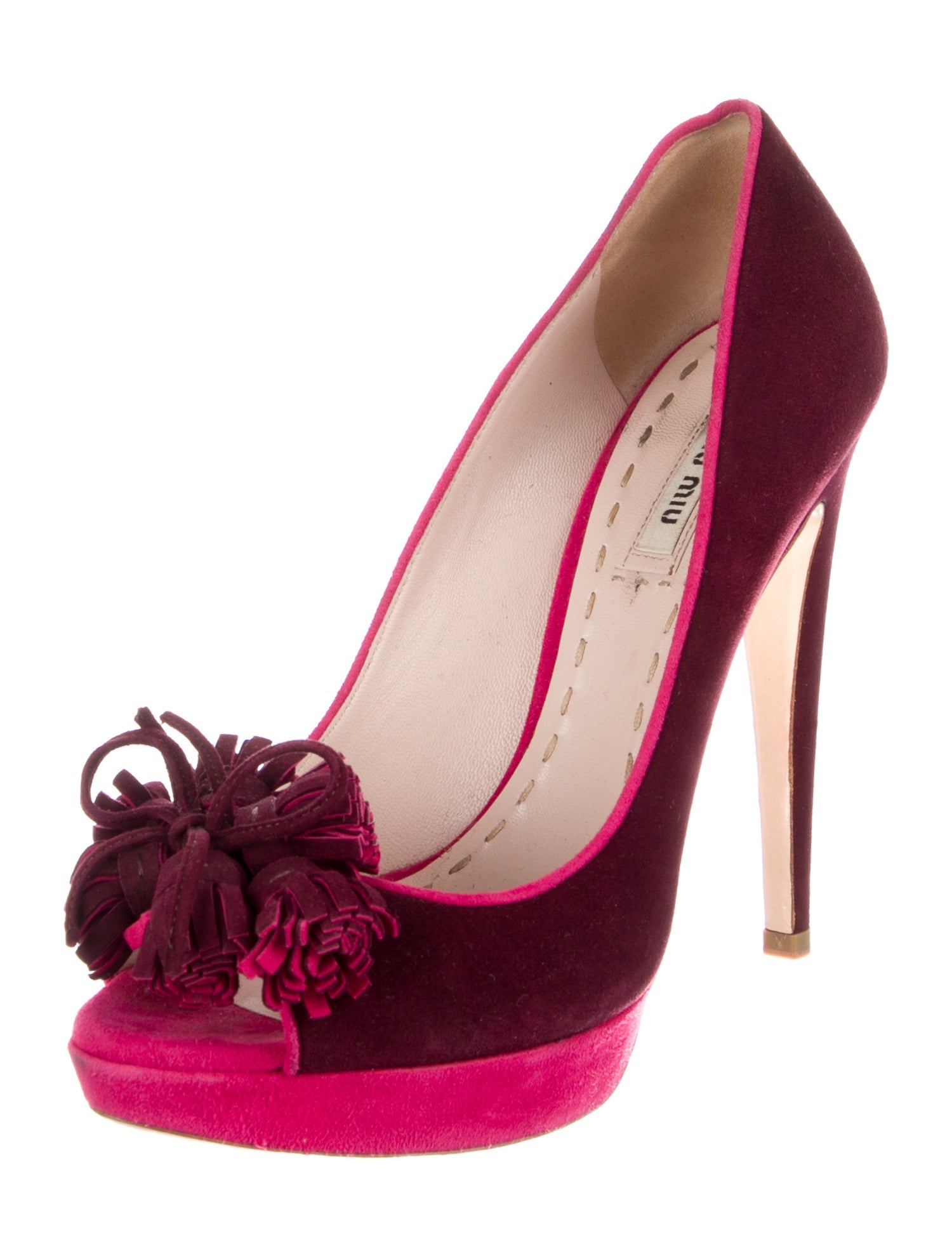 Miu Miu Suede Crystal Embellishments Pumps