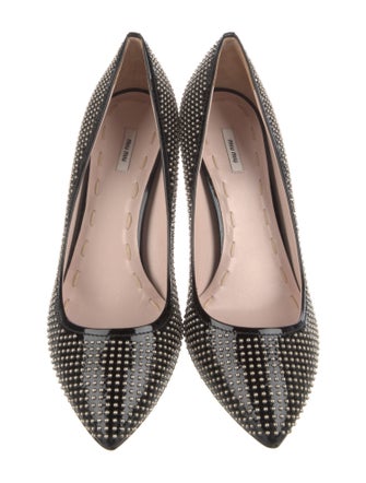 Miu Miu Patent Leather Studded Accents Pumps
