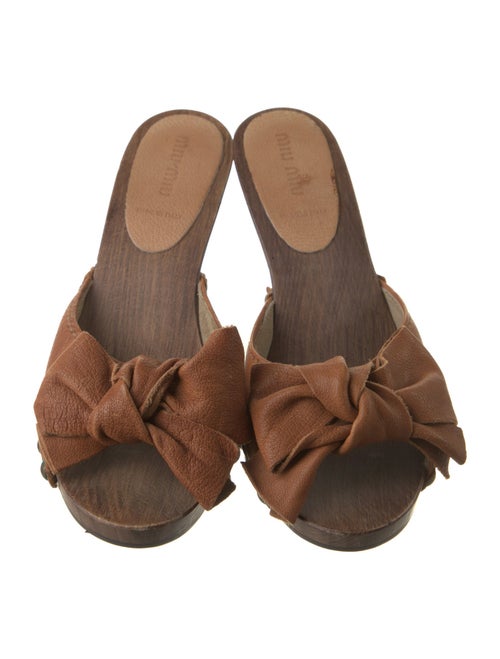 Miu Miu Leather Studded Accents Slides