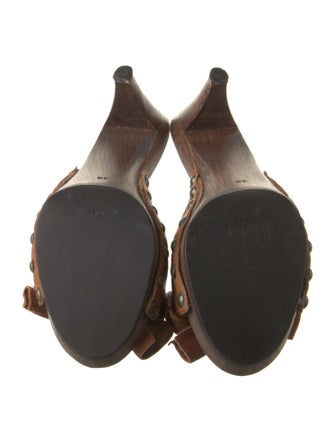 Miu Miu Leather Studded Accents Slides