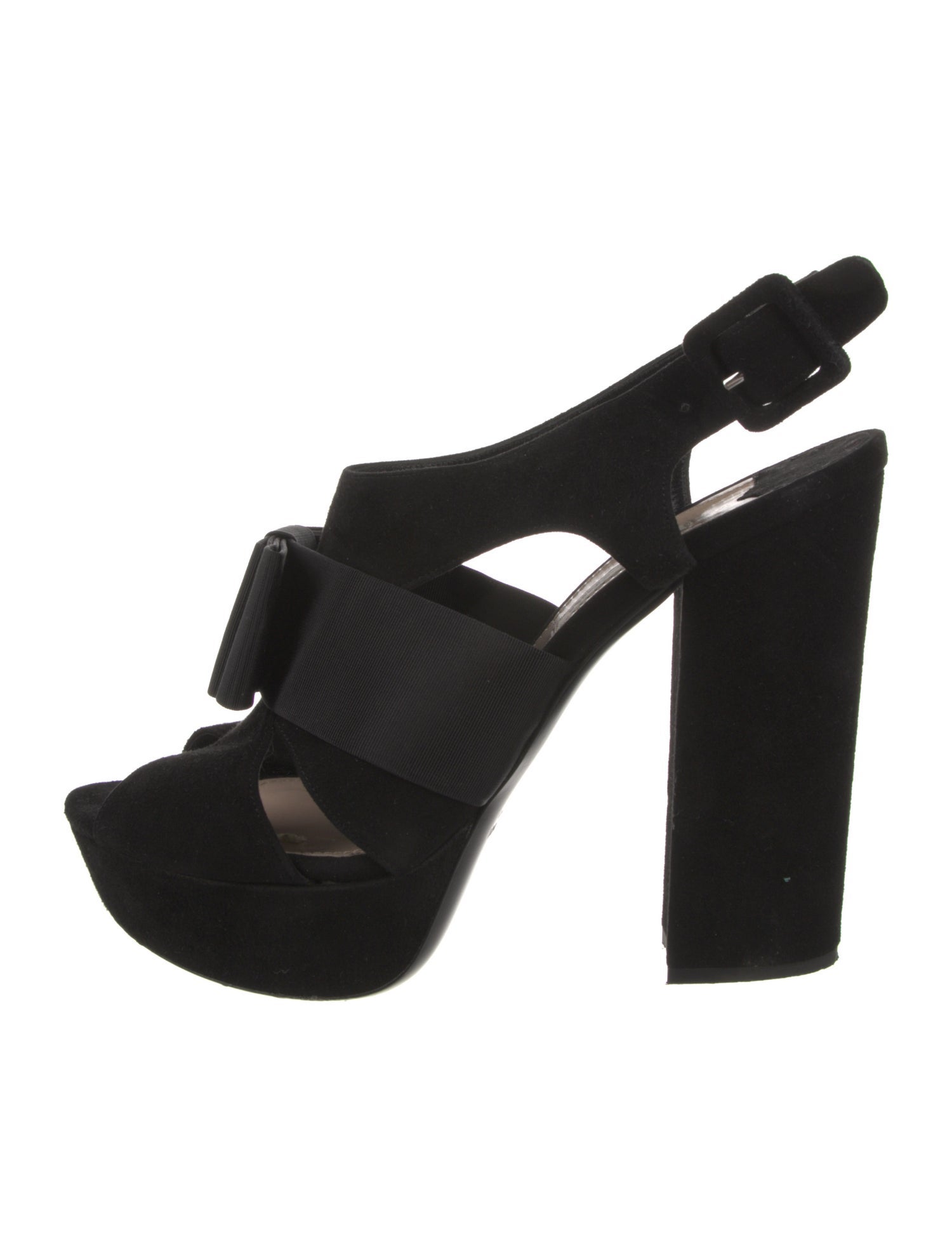 Miu Miu Suede Bow Accents Slingback Sandals