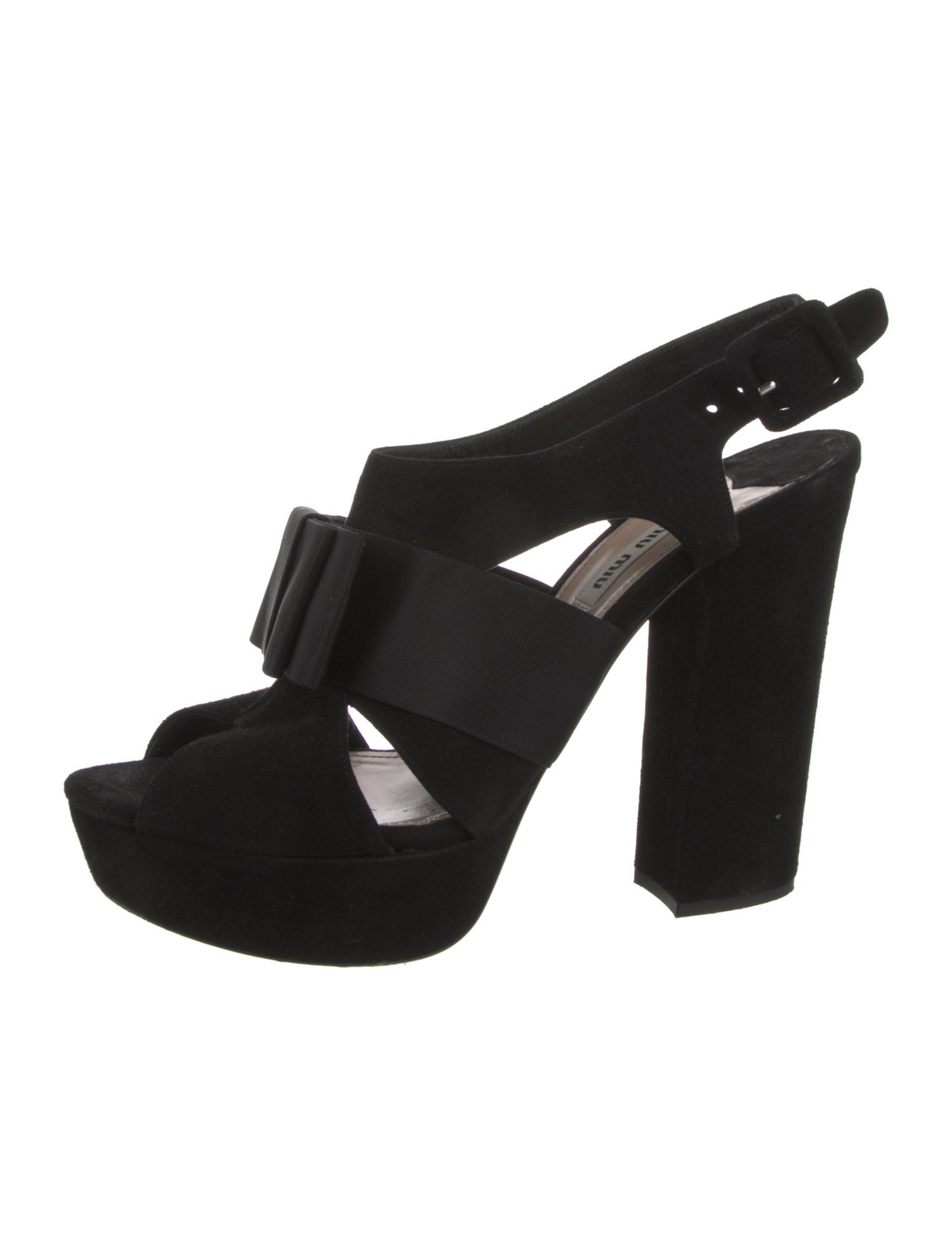 Miu Miu Suede Bow Accents Slingback Sandals