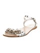 Miu Miu Leather Crystal Embellishments Slingback Sandals