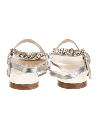 Miu Miu Leather Crystal Embellishments Slingback Sandals