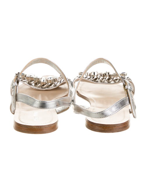 Miu Miu Leather Crystal Embellishments Slingback Sandals