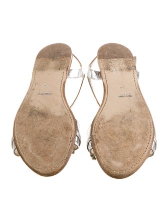 Miu Miu Leather Crystal Embellishments Slingback Sandals