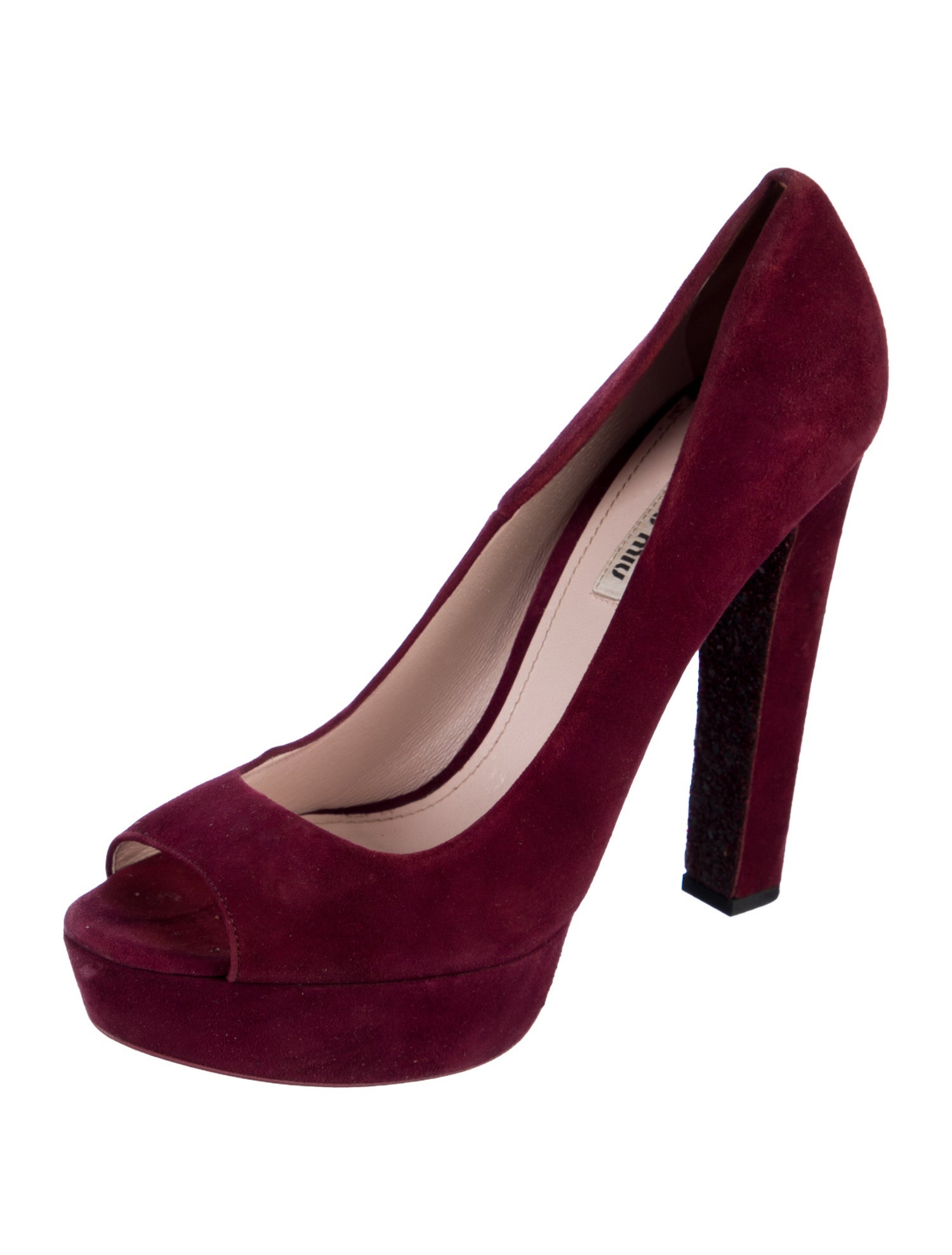 Miu Miu Suede Glitter Accents Pumps