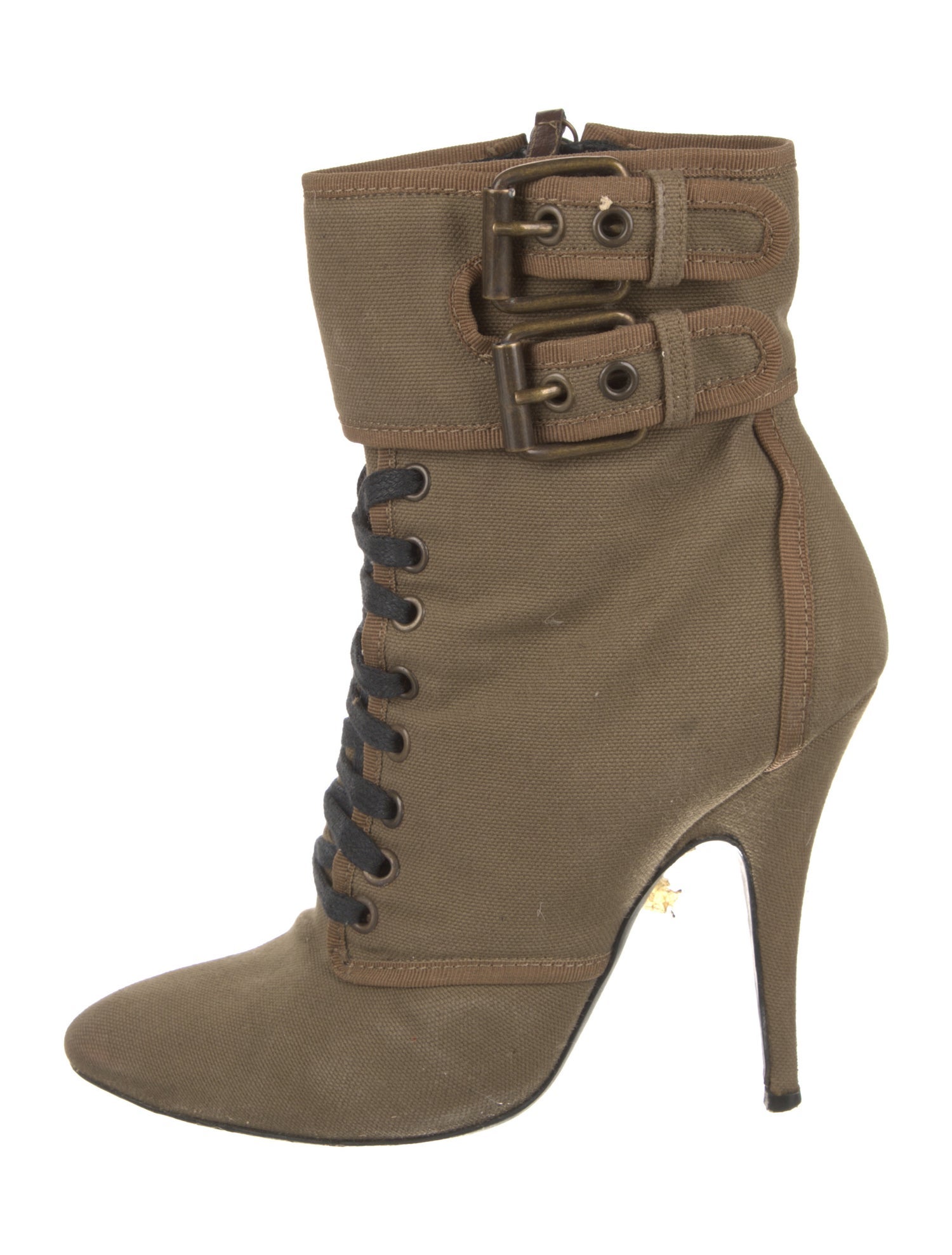 Miu Miu Canvas Lace-Up Boots