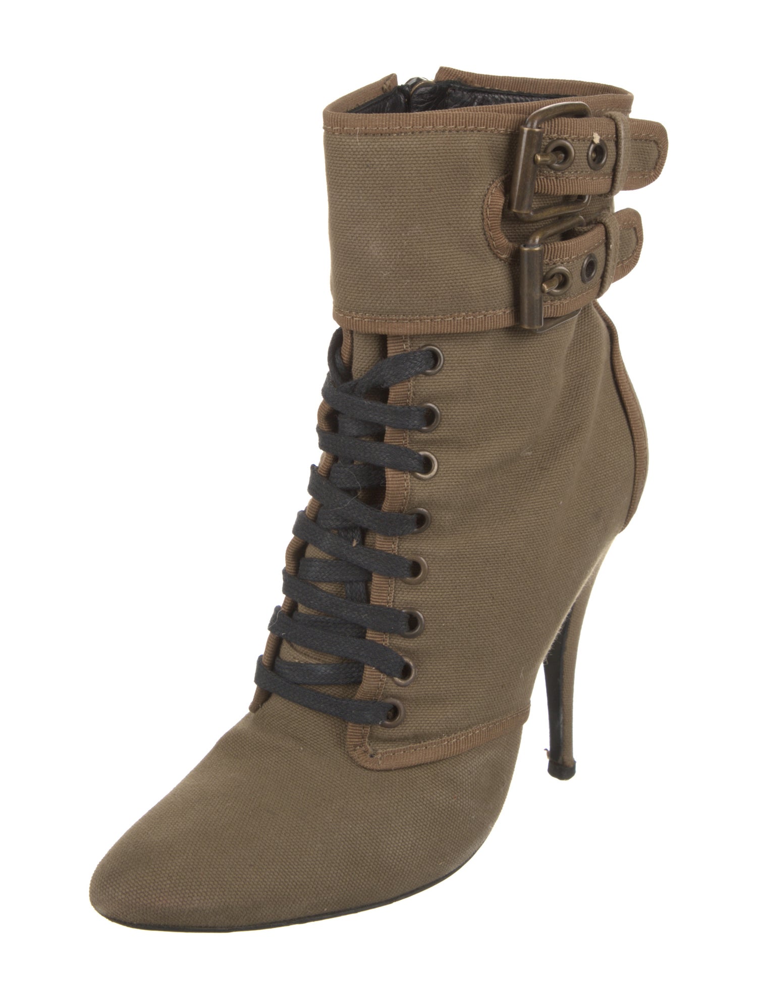 Miu Miu Canvas Lace-Up Boots