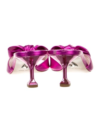 Miu Miu Leather Bow Accents Mules