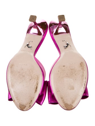 Miu Miu Leather Bow Accents Mules