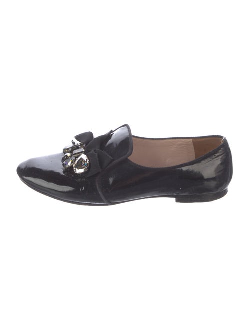 Miu Miu Patent Leather Crystal Embellishments Loafers