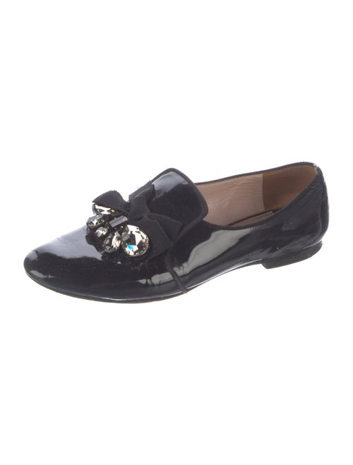 Miu Miu Patent Leather Crystal Embellishments Loafers