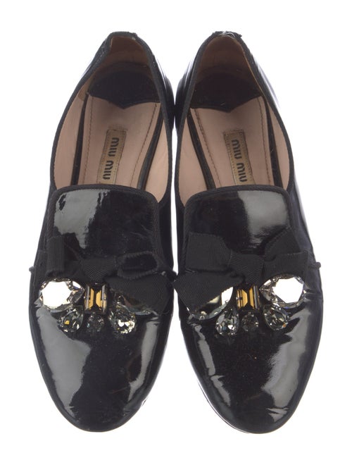 Miu Miu Patent Leather Crystal Embellishments Loafers
