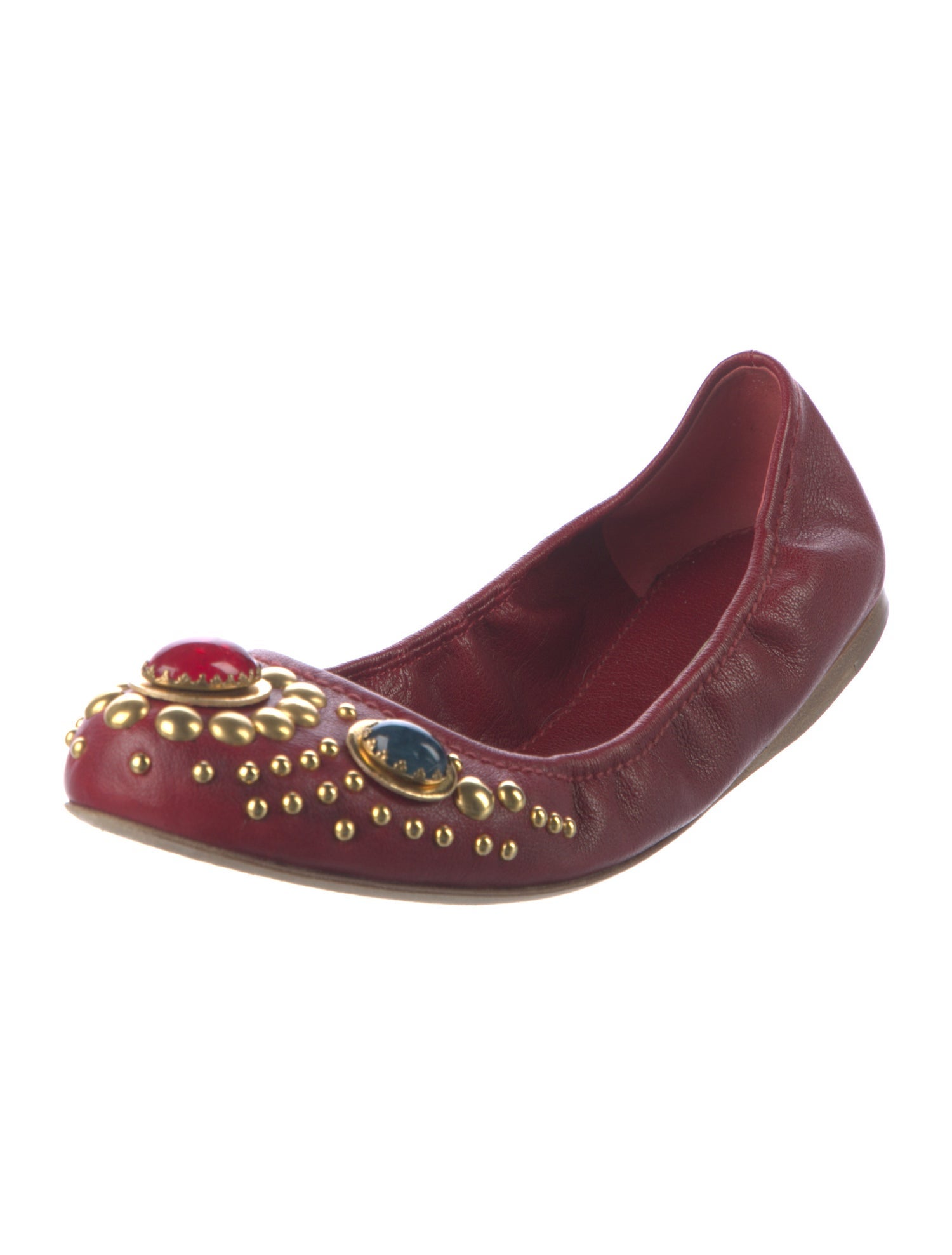 Miu Miu Leather Studded Accents Flats