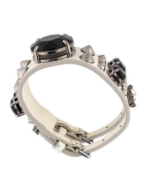 Miu Miu Crystal & Leather Stud Wrap Bracelet