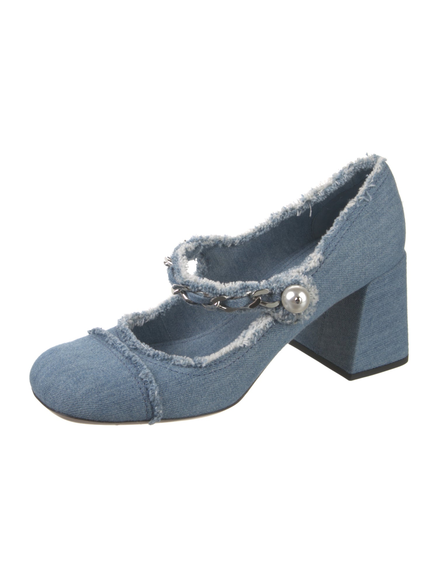 Miu Miu Denim Chain-Link Accents Pumps