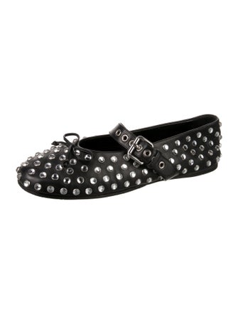 Miu Miu Leather Patterned Mary Jane Flats
