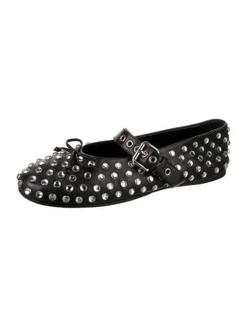 Miu Miu Leather Patterned Mary Jane Flats