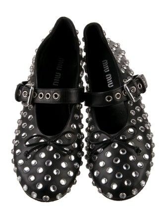 Miu Miu Leather Patterned Mary Jane Flats