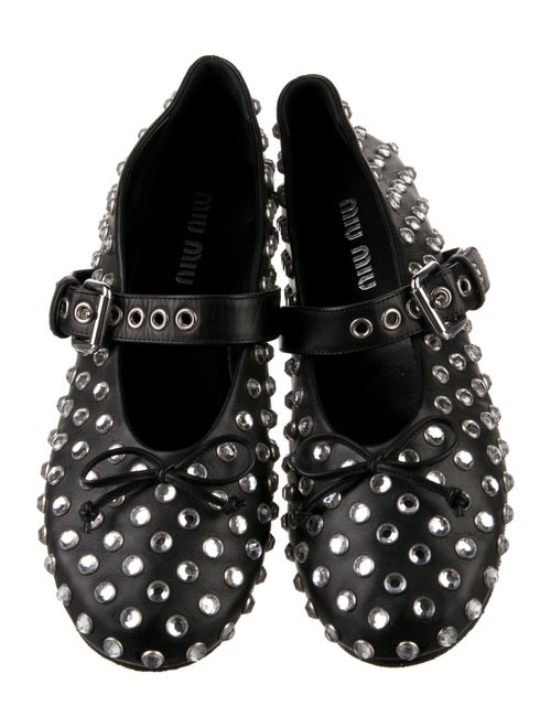 Miu Miu Leather Patterned Mary Jane Flats