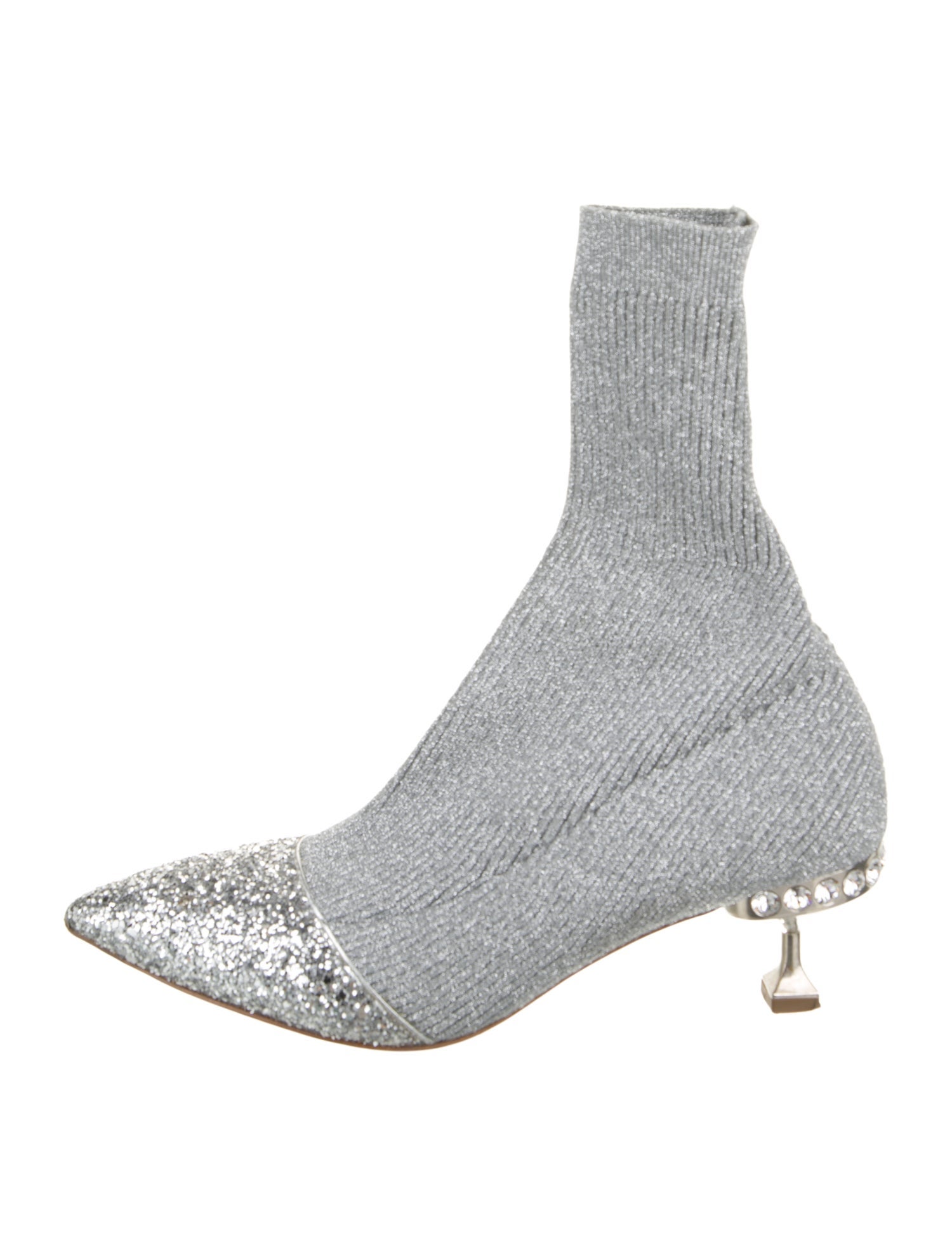 Miu Miu Patterned Glitter Accents Sock Boots