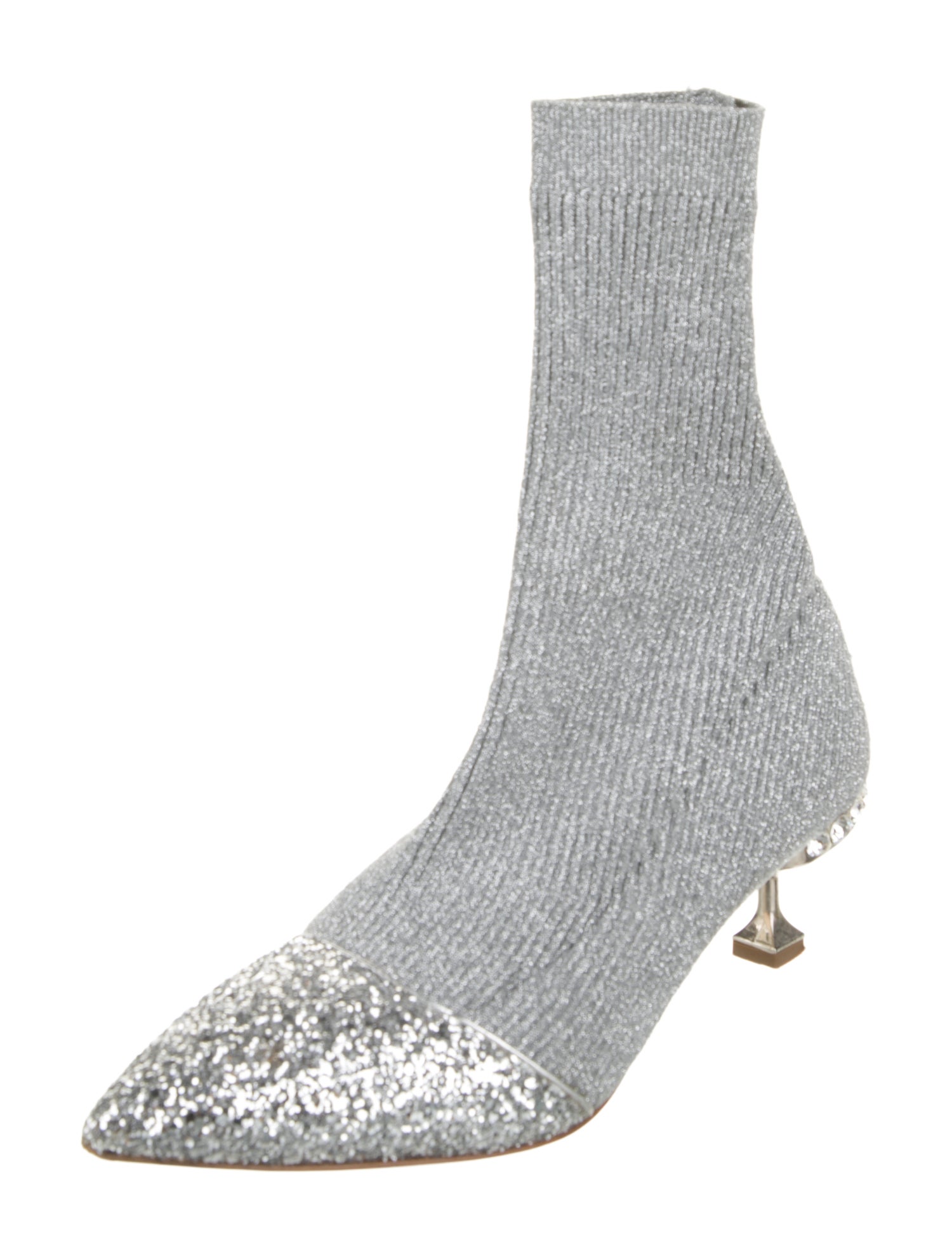 Miu Miu Patterned Glitter Accents Sock Boots