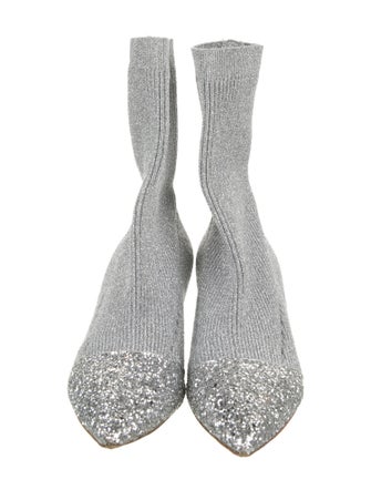 Miu Miu Patterned Glitter Accents Sock Boots