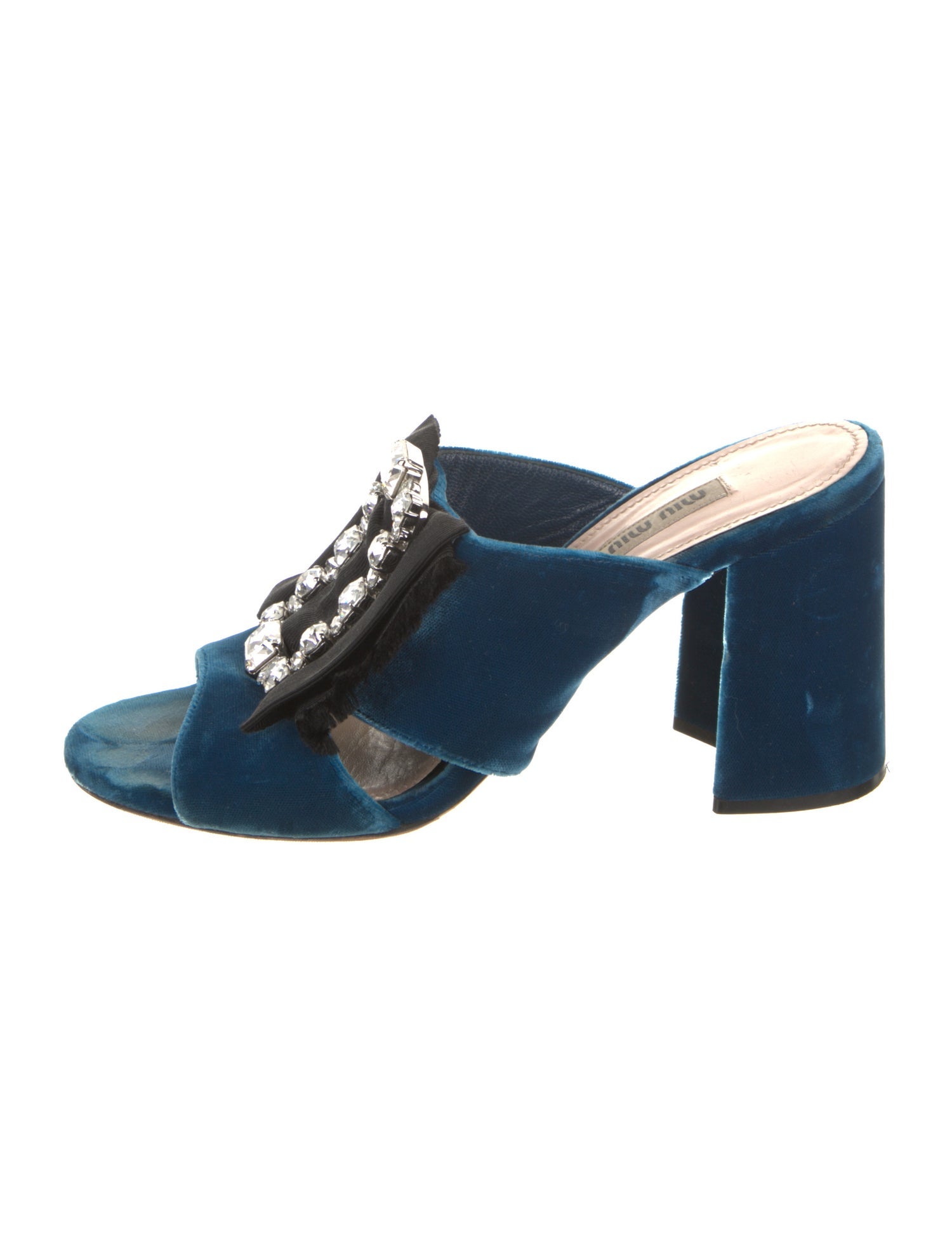 Miu Miu Velvet Crystal Embellishments Slides